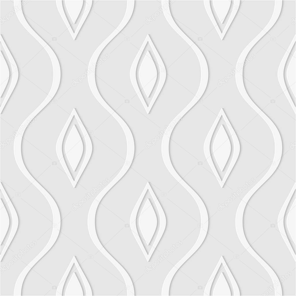 Seamless pattern of wavy lines and ovals. Geometric striped wall