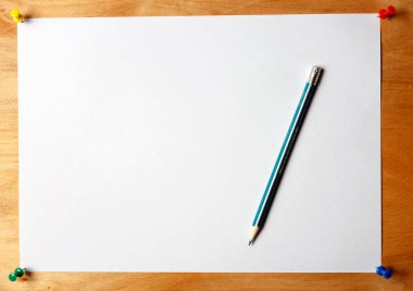 Yeşil kalem kağıt ahşap tabloya bağlı dayanmaktadır