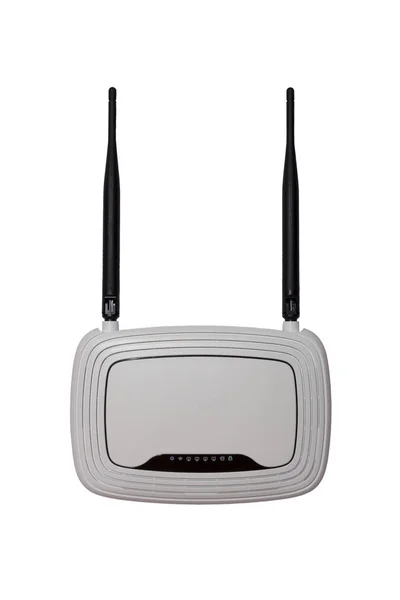 Beyaz Wi-Fi router üzerinde arka izole iki anten ile