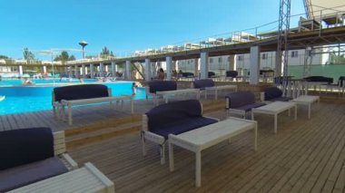 Genichesk, Ukrayna - 30 Ağustos 2017: Otel havuz partisi