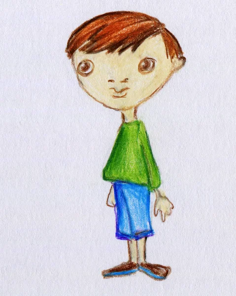 Søt liten gutt med grønn skjorte – stockfoto