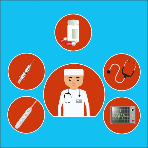 Médico de design plano. multitarefa médica . —  Vetores de Stock