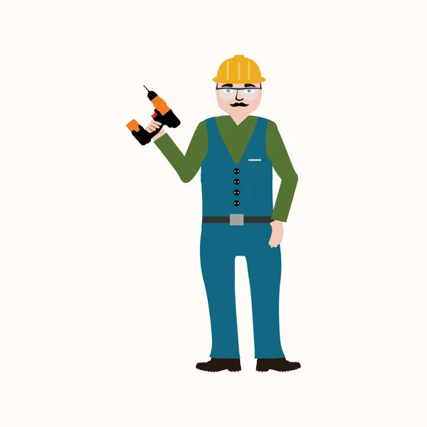 Handyman wearing work clothes and a belt with tools. — Stock Vector