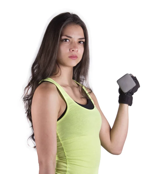 Fitness mulher levantando halteres — Fotografia de Stock