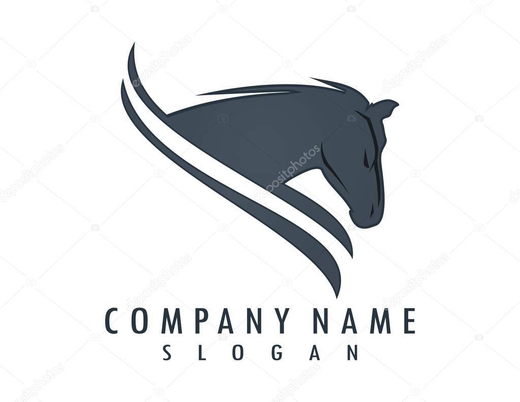 Logo of a grey horse