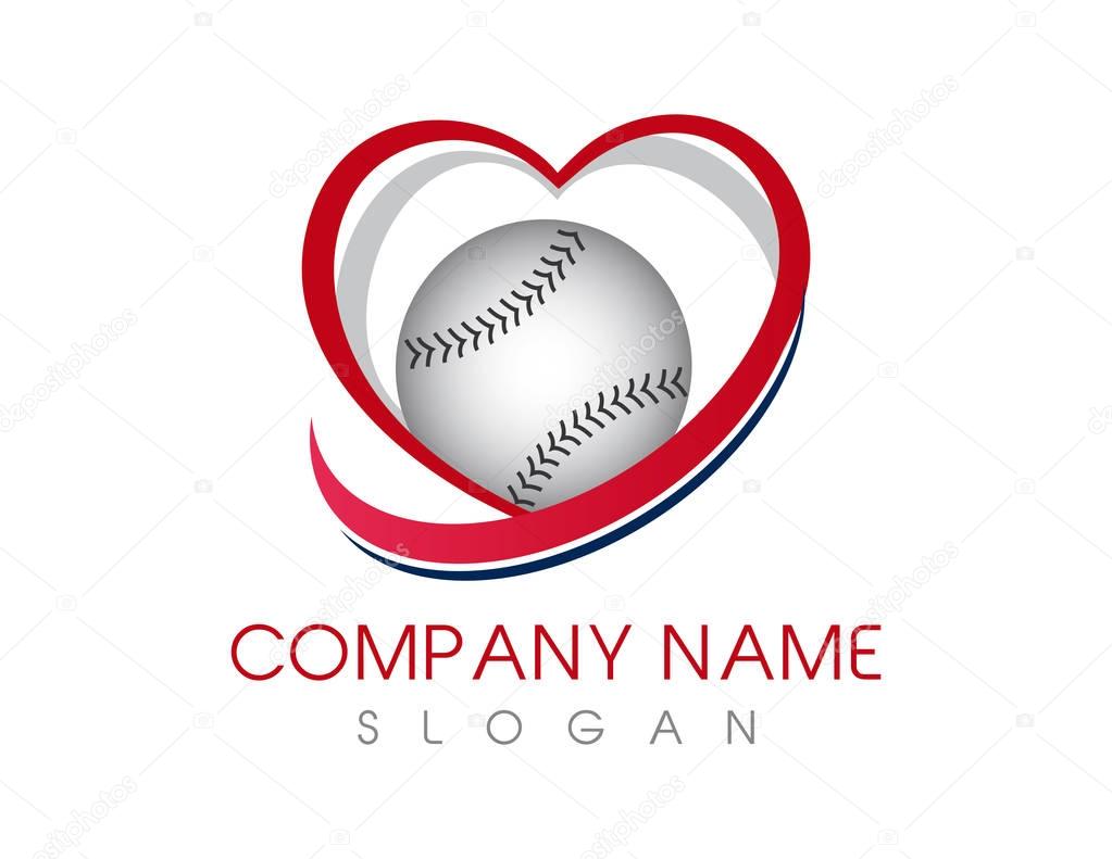 Logo of a baseball ball with a heart