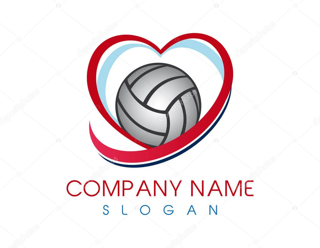 Logo of a valeyball ball with a heart