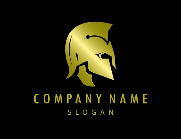 Gladiator gouden logo zwarte achtergrond — Stockvector