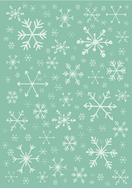 Vector dibujado a mano copos de nieve fondo — Vector de stock