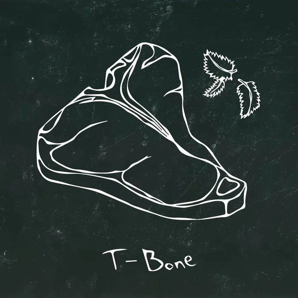 Vecteur de coupe T-Bone Steak isolé sur fond de tableau — Image vectorielle