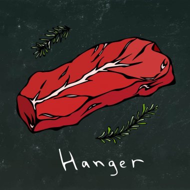 Askı Steak vektör kara tahta arka plan üzerinde izole kesmek.