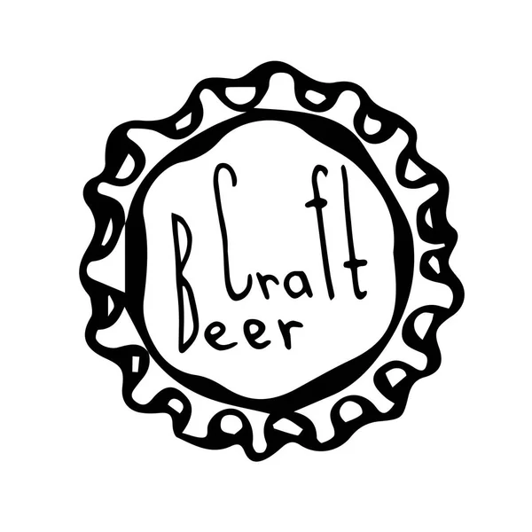 Cap garrafa de cerveja. Esboço estilo doodle. Vetor —  Vetores de Stock