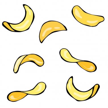 Patates cipsi kümesi. Vektör gerçekçi çizim