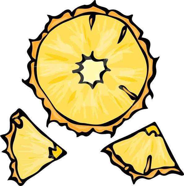 Pineapple Slice Doodle Style Vector Background. Ananas Paix Isolé sur Blanc . — Image vectorielle