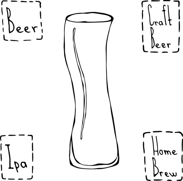 Unusual Modern Curve Beer Glass. Vetor desenhado à mão Illustraition . —  Vetores de Stock