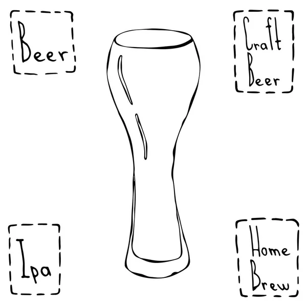 Cerveja de vidro tipo Weizen. Vetor desenhado à mão Illustraition . —  Vetores de Stock