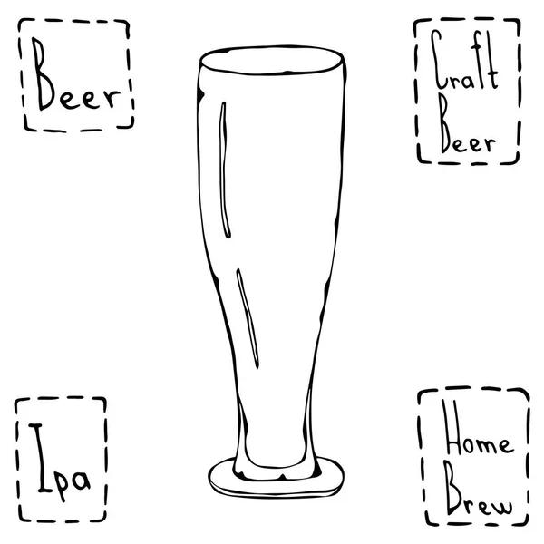 Τύπος Weizen ποτήρι μπύρα. Το χέρι συντάσσονται διάνυσμα Illustraition. — Διανυσματικό Αρχείο