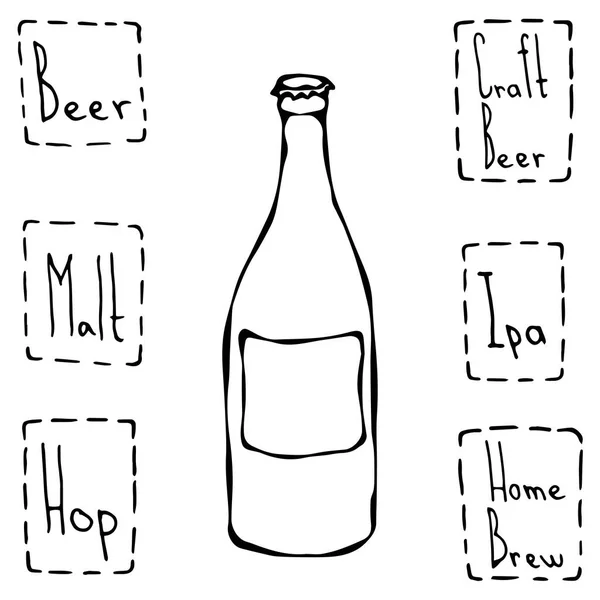 Μπουκάλι μπύρας τεχνών. Το χέρι συντάσσονται διάνυσμα Illustraition. — Διανυσματικό Αρχείο