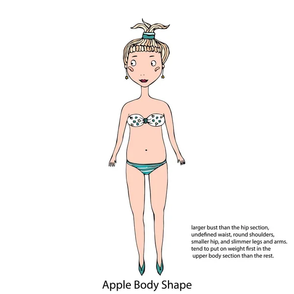 Apple Female Body Shape Sketch. Ilustrație vectorială desenată manual izolată pe un fundal alb . — Vector de stoc