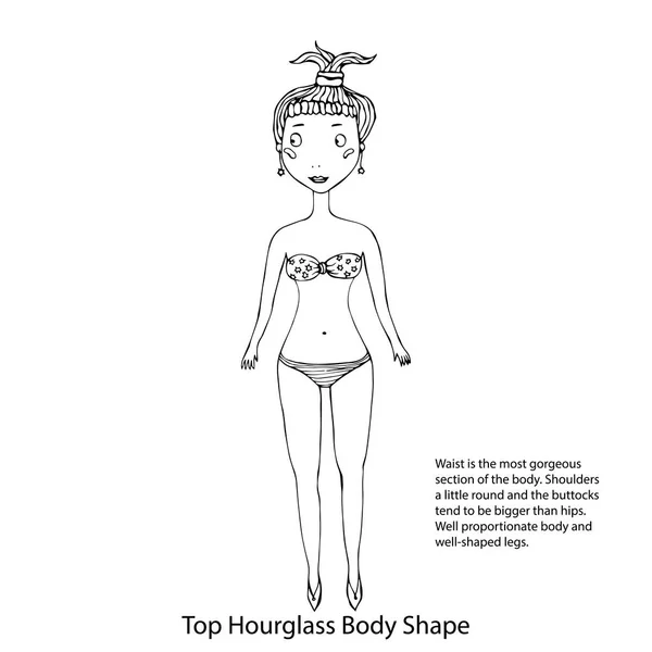 Top Hourglass Female Body Shape Sketch. Ilustrație vectorială desenată manual izolată pe un fundal alb . — Vector de stoc