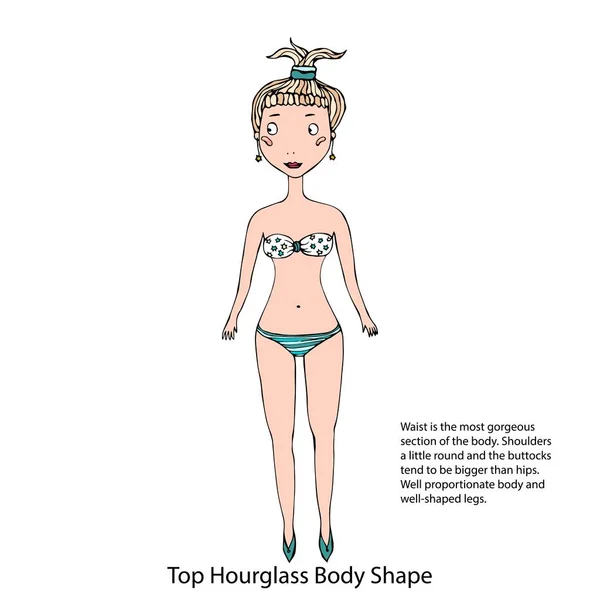 Top Hourglass Female Body Shape Sketch. Ilustrație vectorială desenată manual izolată pe un fundal alb . — Vector de stoc