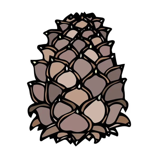 Pino de Pinecone Terrón Aislado En Un Fondo Blanco Doodle Dibujos Animados Dibujado a Mano Vector de Boceto . — Archivo Imágenes Vectoriales