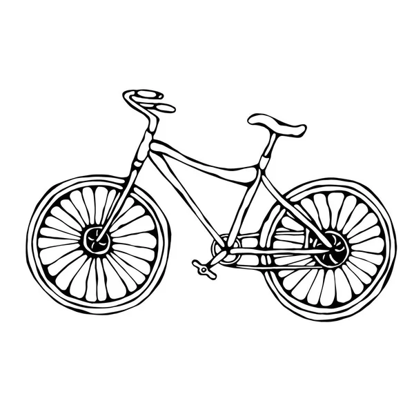 Cykel eller cykel realistisk vektorillustration isolerade handritad Doodle eller tecknad stil skiss. — Stock vektor