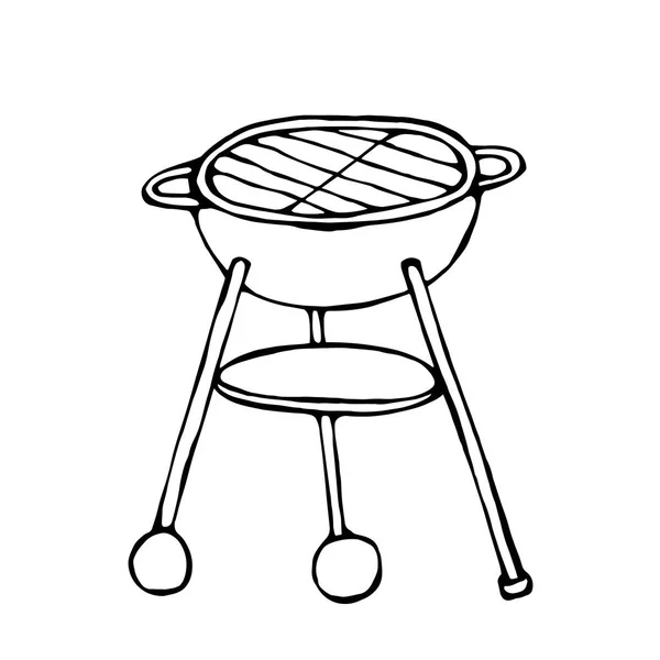 Grill. Sommergrill. isoliert auf weißem Hintergrund. realistische Doodle Cartoon Stil handgezeichnete Skizze Vektor Illustration. — Stockvektor