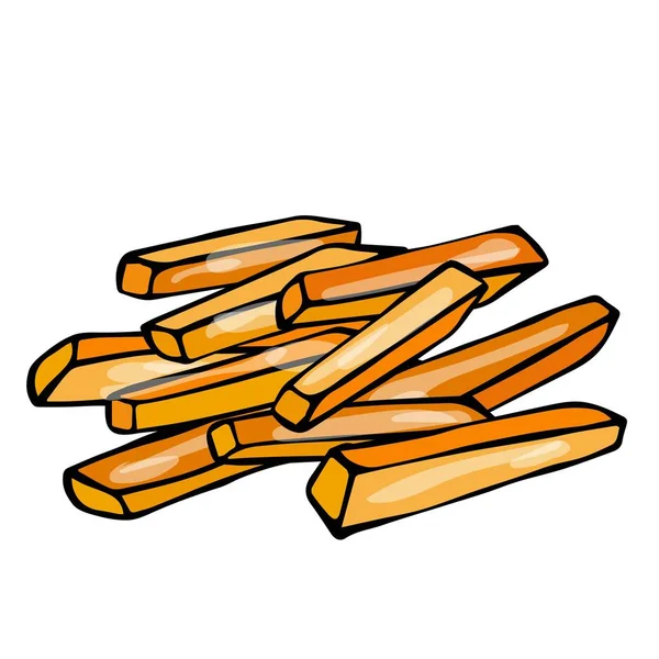 Patata fritta. Fast food. Realistico Doodle stile cartone animato disegnato a mano Sketch Vector Illustration.Isolated su uno sfondo bianco . — Vettoriale Stock