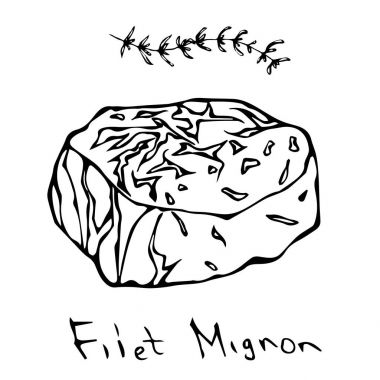 Fileto biftek vektör beyaz arka plan üzerinde izole kesmek. Anahat