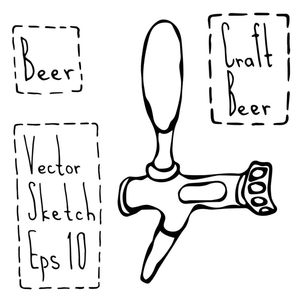 Toque de cerveja Doodle Style Sketch. Ilustração vetorial —  Vetores de Stock