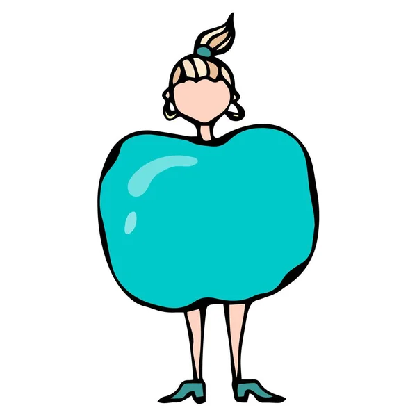 Caricatura Apple Female Body Shape Sketch. Ilustração de vetor desenhado à mão isolado em um fundo branco . — Vetor de Stock