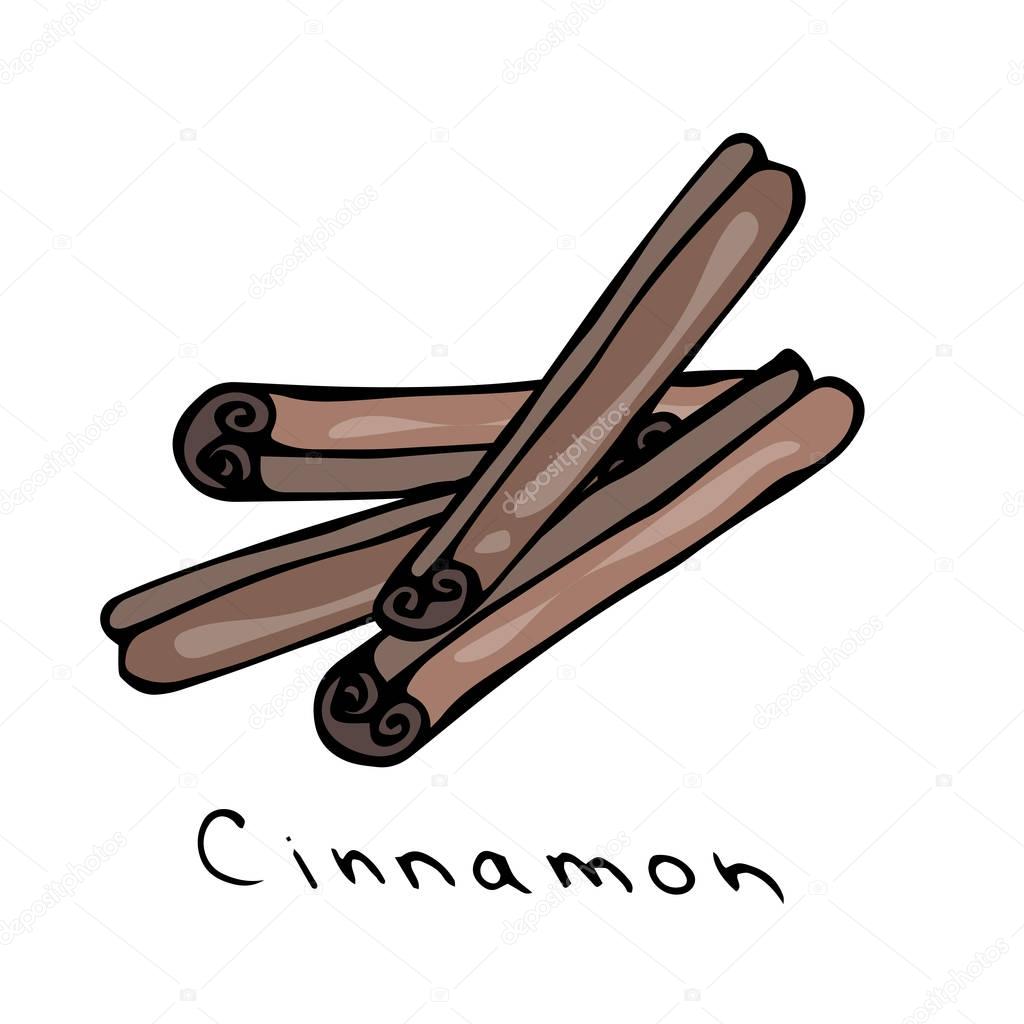 Cinnamon Sticks. Realistic Hand Drawn Doodle Style Sketch. Vector Illustration Isolated On a White Background.