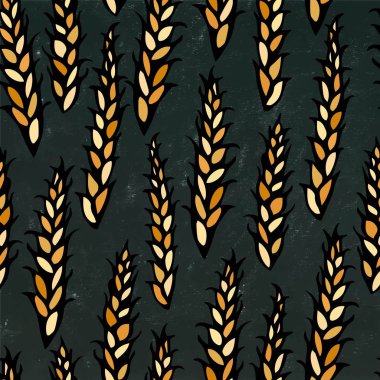 Malt ile sorunsuz. Bira desen. Bir siyah kara tahta arka plan üzerinde izole. Gerçekçi Doodle karikatür tarzı elle çizilmiş kroki vektör çizim.