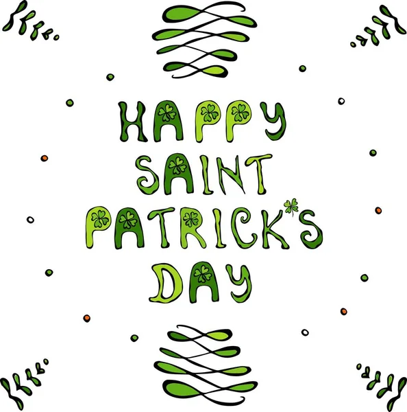 Happy Saint Patriks Day Lettering Poster or Card — Stock Photo, Image