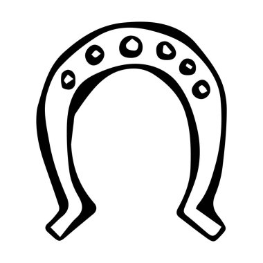 At nalı tılsım. Şans, başarı sembolü. İyi şanslar. İrlandalı Luch. Saint Patricks Day İrlanda vektör çizim elle çizilmiş. Savoyar stil Doodle.