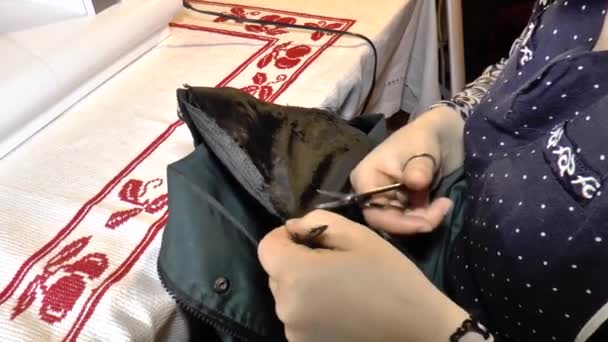 Seamstress prepara um pedido para um designer — Vídeo de Stock