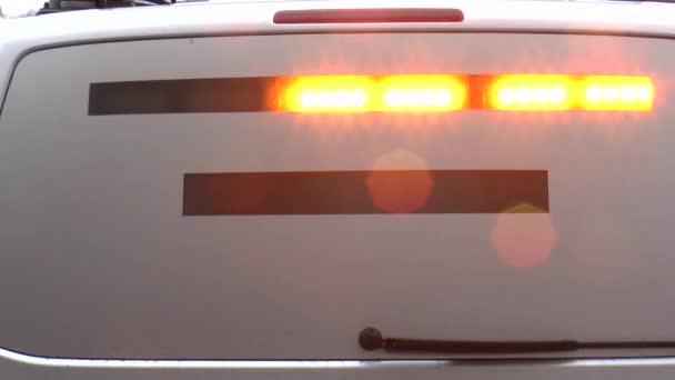 Special car with flashing lights and stop sign red — Stock Video