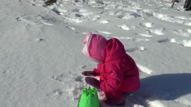 Menina gosta de se divertir no inverno — Vídeo de Stock