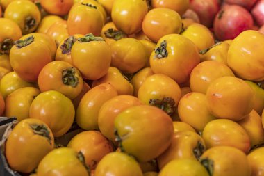 Küçük bir dükkan. Hurma ağacının vitrininde. Yakın plan. doku.