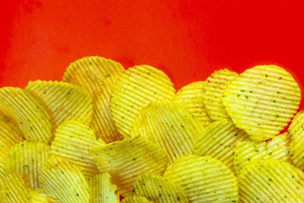 Texture, background in red. chips laid out on it. — Stock Photo, Image