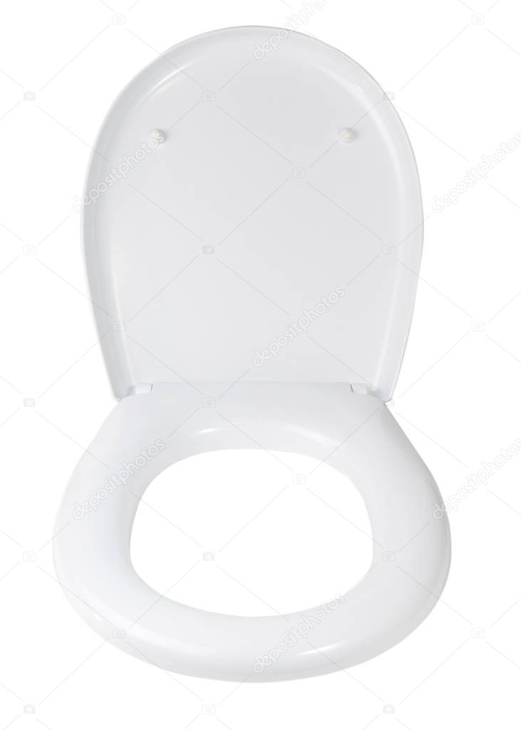 on a white background, a toilet lid. close-up. isolation.