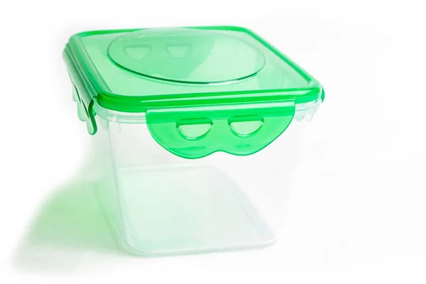Πλαστικό Κουτί Φαγητού Για Δηλητήριο Κοντινό Πλάνο Λευκό Φόντο Δεν — Φωτογραφία Αρχείου