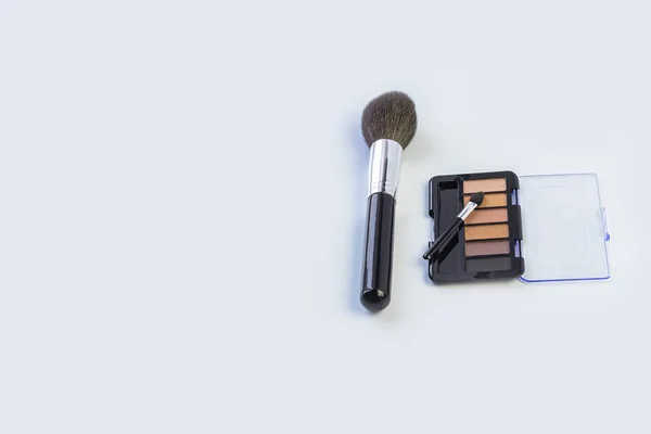 Large Makeup Brush Eyeshadow Small Brush Black Color White Background — Stock fotografie
