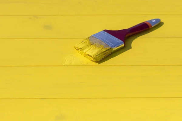 Helle Beleuchtung Ein Harter Schatten Fällt Auf Den Pinsel Gelber — Stockfoto