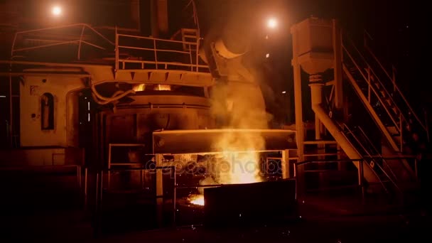 Hot Furnace and Sparks In Steel Foundry. — Stock Video