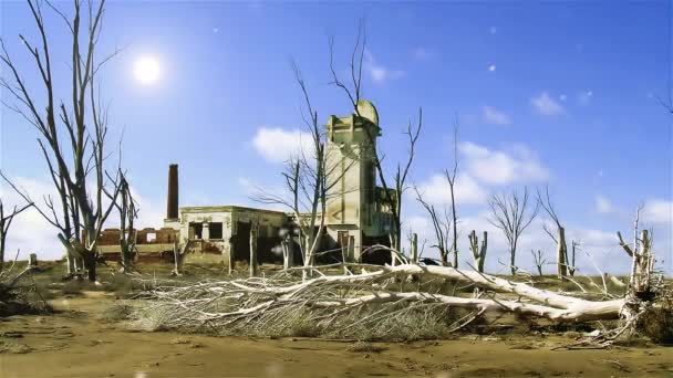 Stará opuštěná jatka v Epecuenu, Argentina. — Stock video