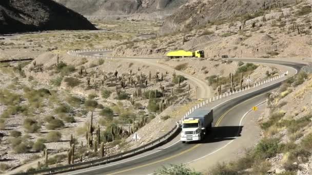 Caminhões no deserto — Vídeo de Stock