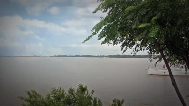 Sailboat Goes To The River In Uruguay — Stock Video