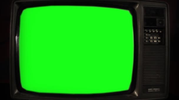 Vintage tv green screen — Stockvideo